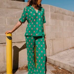 Dressed in LALA watermelon plisse set NWOT